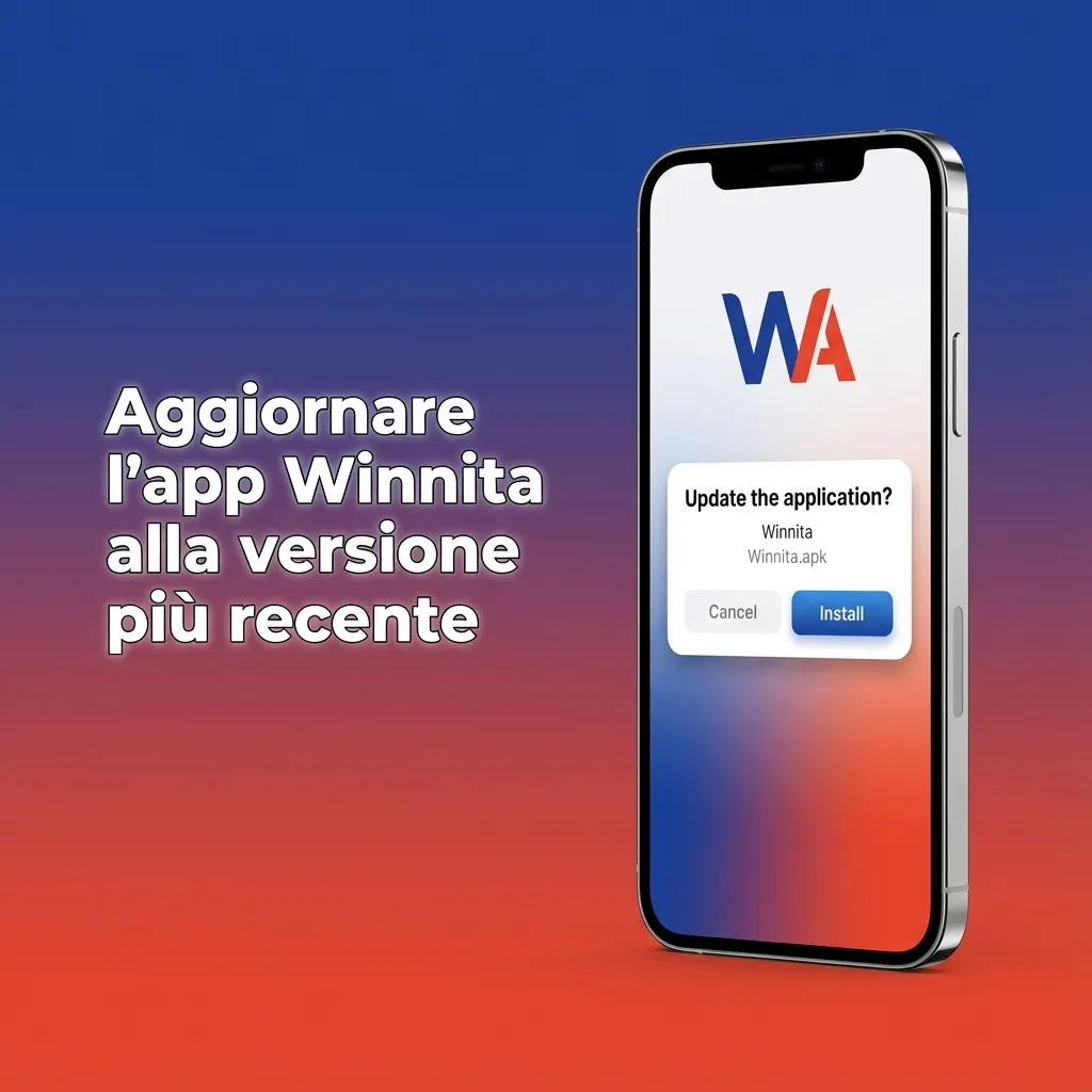 Schermata di smartphone che mostra l’aggiornamento dell’app Winnita alla versione più recente su Android e iOS