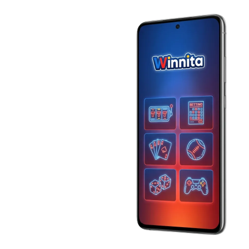 Schermata promozionale dell’app Android Winnita per scommesse e casinò mobile, gratis e collegata all’account del sito