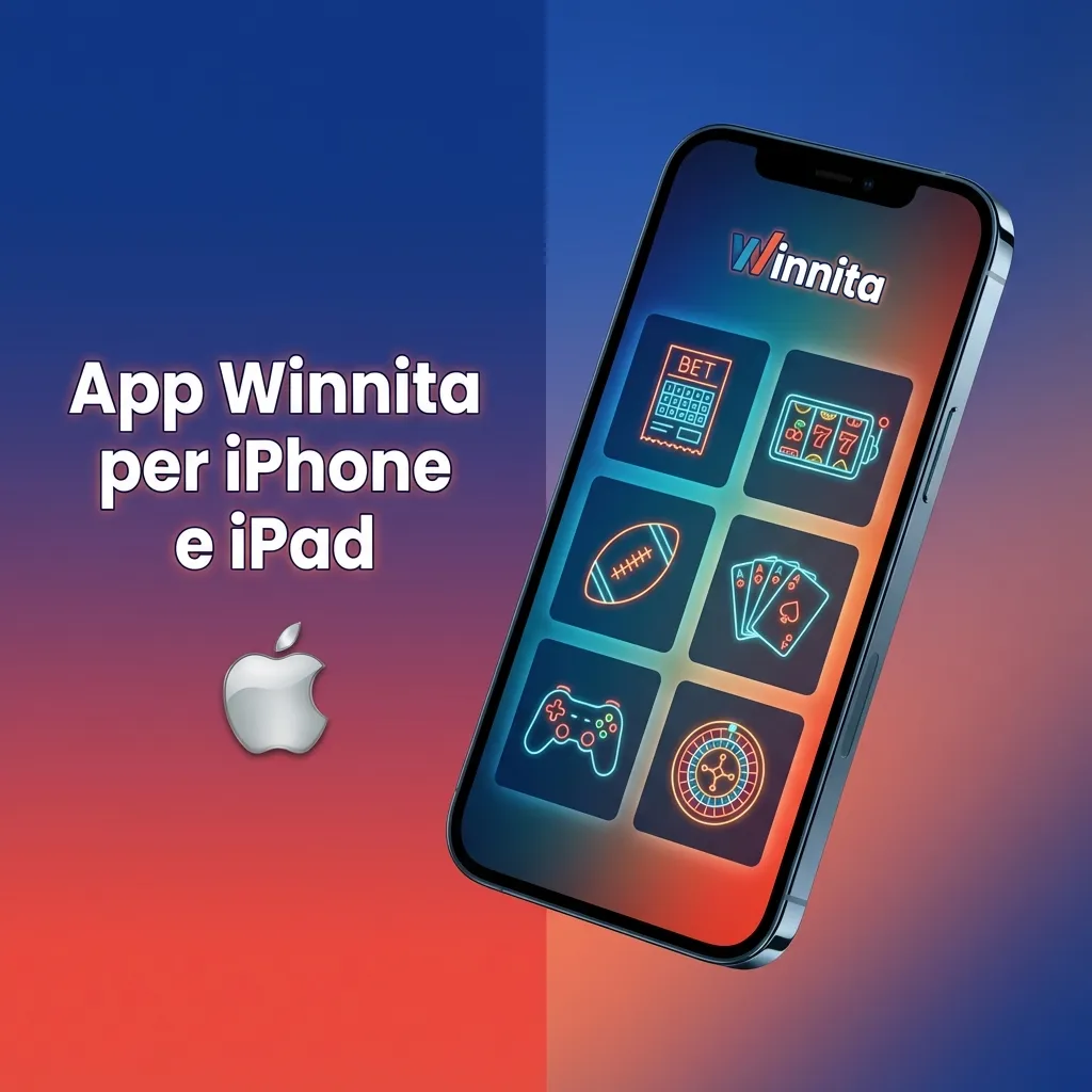 Schermata dell’app Winnita su iPhone e iPad, con icone per scommesse live, casinò online e gestione del conto