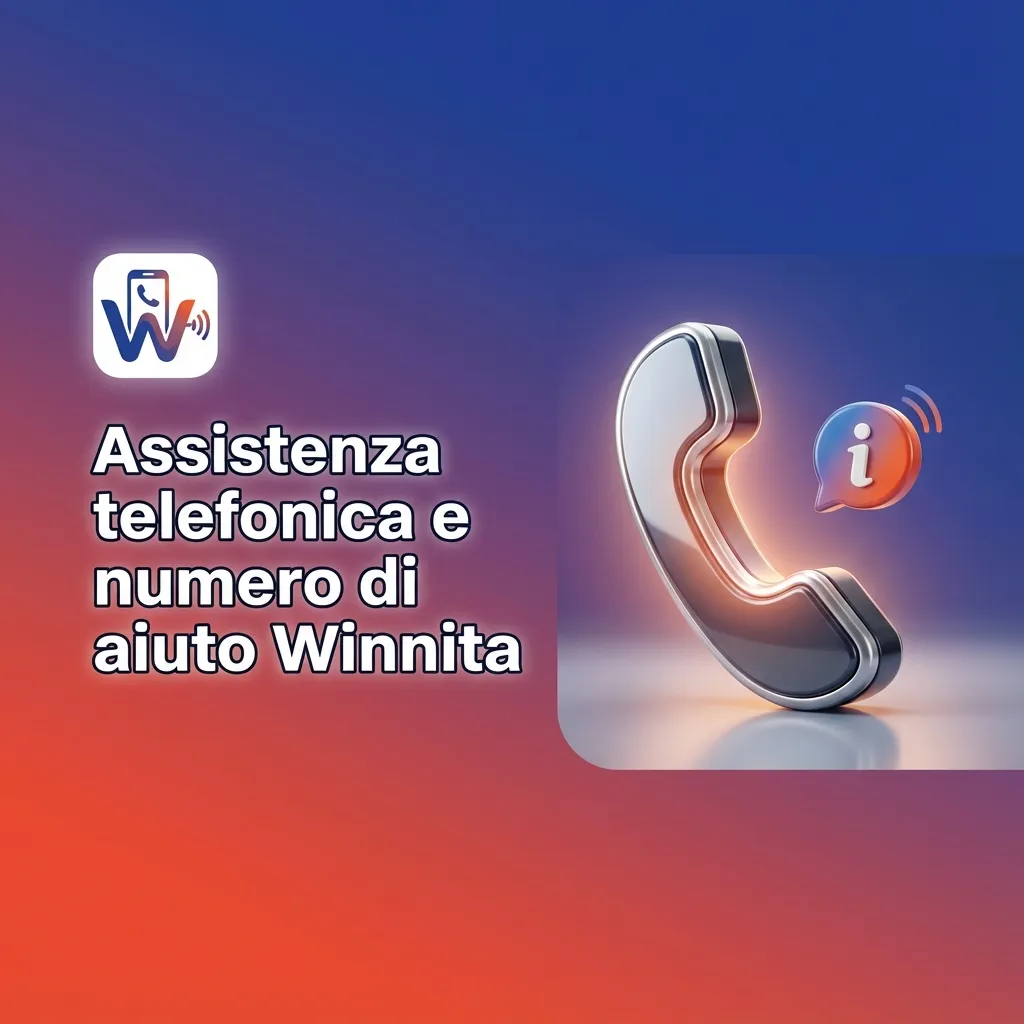 Illustrazione di una persona al telefono con operatore Winnita, numeri di assistenza Italia e estero evidenziati sullo schermo