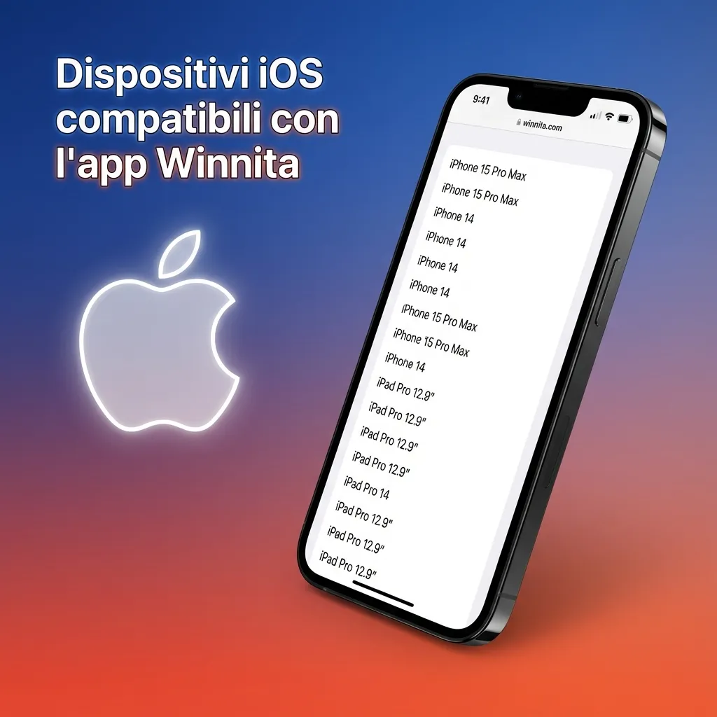 Grafica che mostra iPhone e iPad recenti compatibili con l’app Winnita su dispositivi iOS moderni