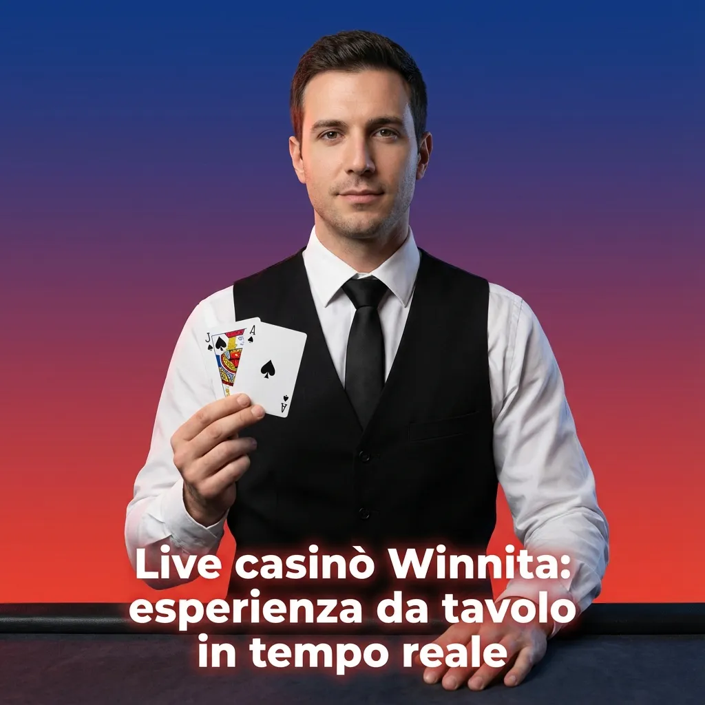 Schermata live casinò Winnita con croupier in streaming e tavoli di roulette, blackjack, baccarat e game show in evidenza