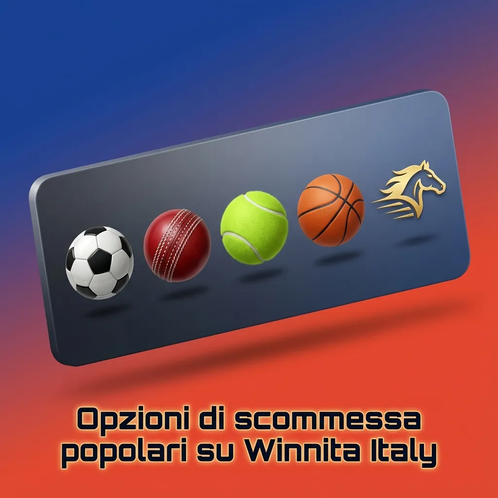 Grafica Winnita Italy con icone per scommesse live, pre‑match, schedine multiple e sistemi, in stile sportivo moderno