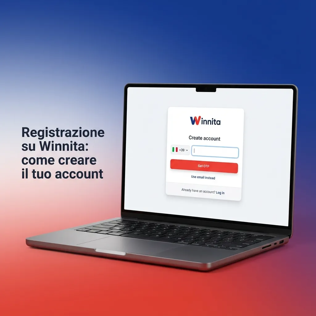 Schermata registrazione Winnita su desktop e mobile con modulo account e elenco passaggi per creare il profilo di gioco