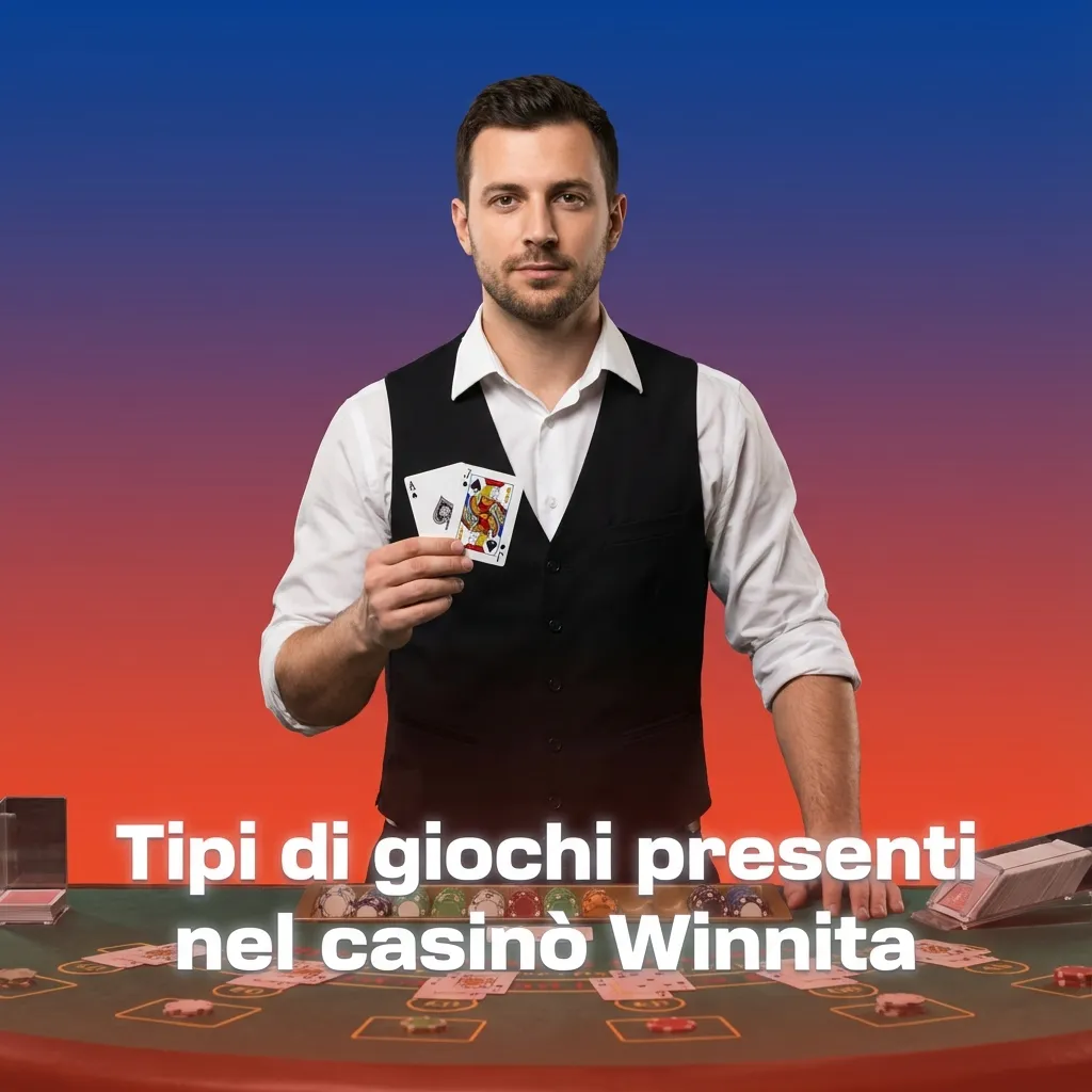 Panoramica del casinò online Winnita con slot, crash games, tavoli digitali, videopoker e gratta e vinci