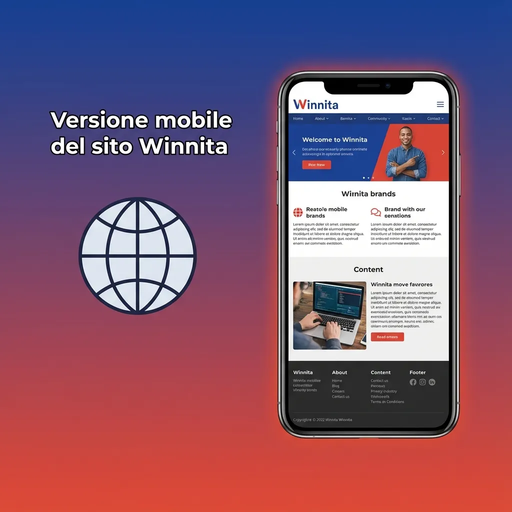 Smartphone che mostra la versione mobile del sito Winnita con layout responsive e menu a comparsa