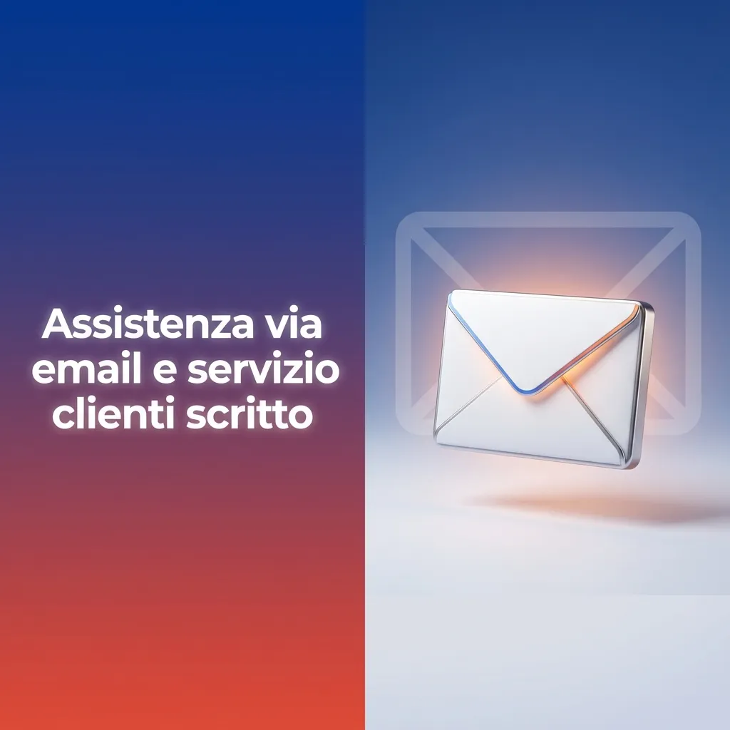 Illustrazione di un’email di supporto clienti con icone di documenti, orologio e simboli di assistenza online