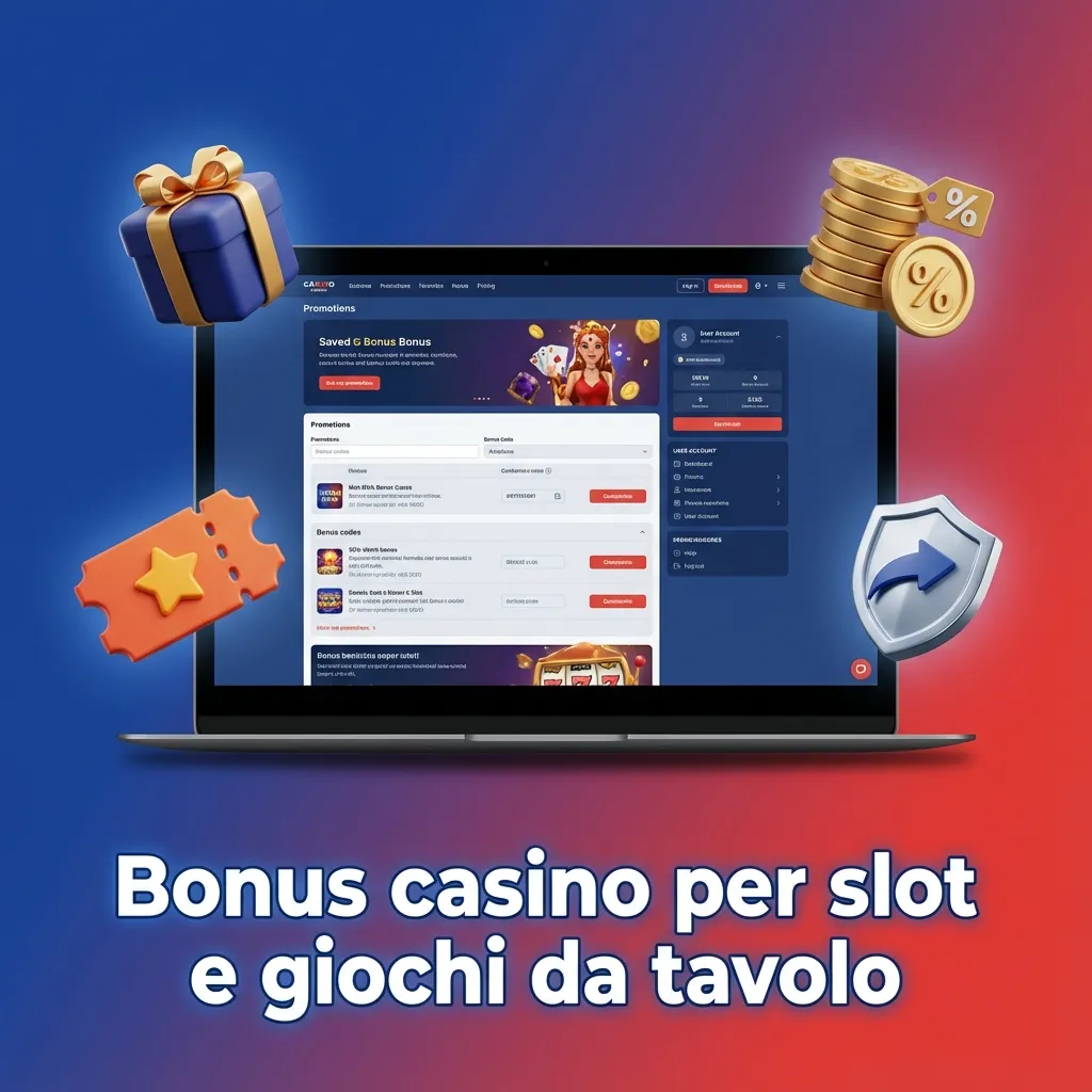 Schermata di casino online con slot, roulette e blackjack e banner promozionali di bonus, giri gratis e cashback