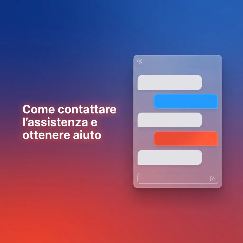 Illustrazione di operatrice assistenza clienti online con icone chat, email e FAQ, servizio attivo 24/7 per supporto utenti