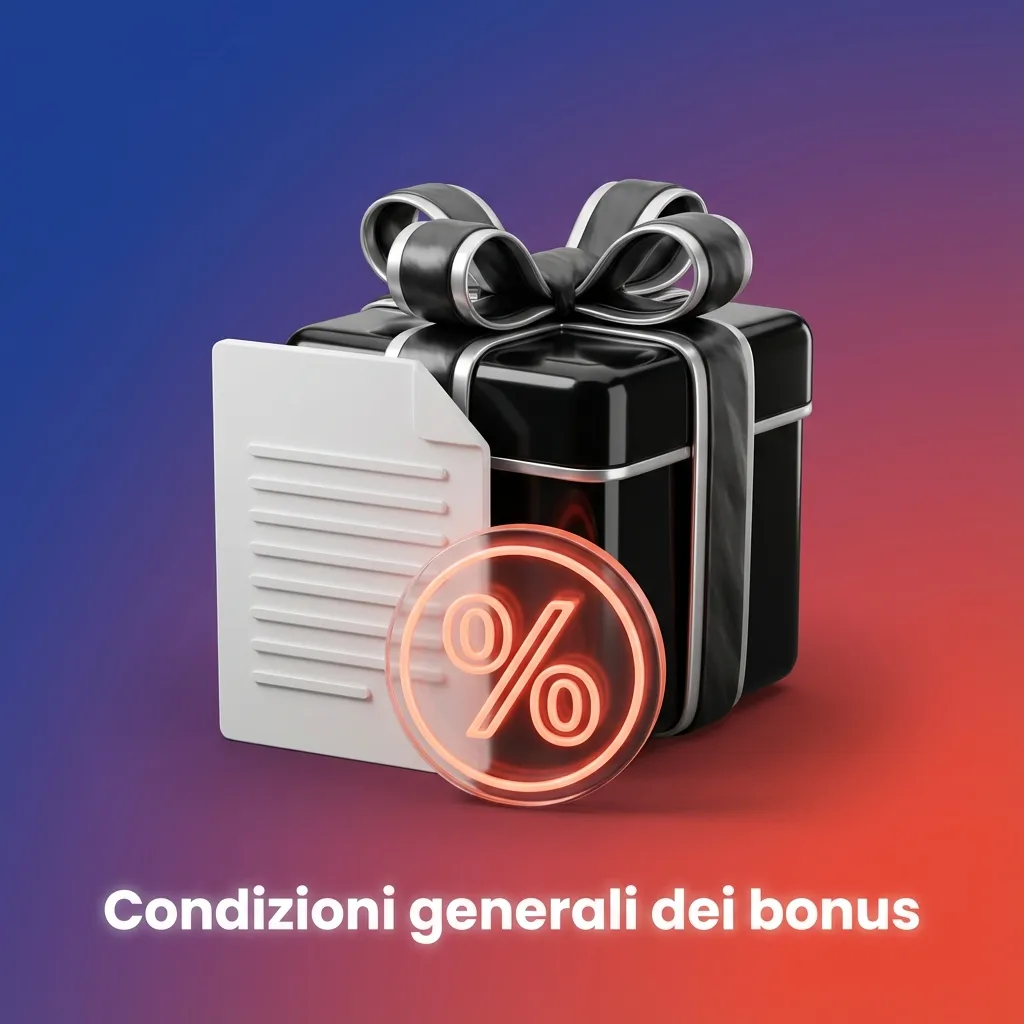 Icona documento con testo “Condizioni generali dei bonus” e simboli di carte e monete per il gioco online regolamentato