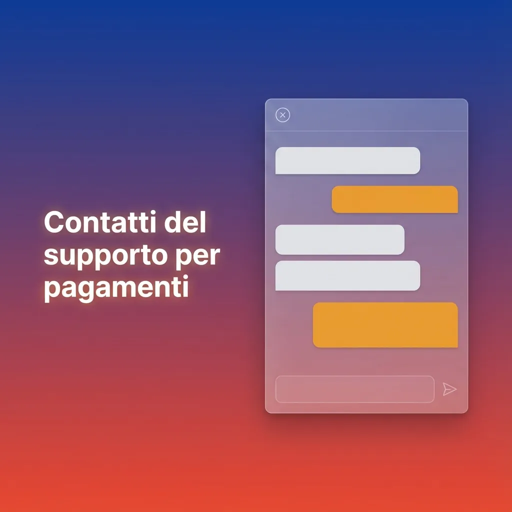 Schermata di pagina assistenza pagamenti con metodi di contatto: email, live chat, modulo online e link alle FAQ.