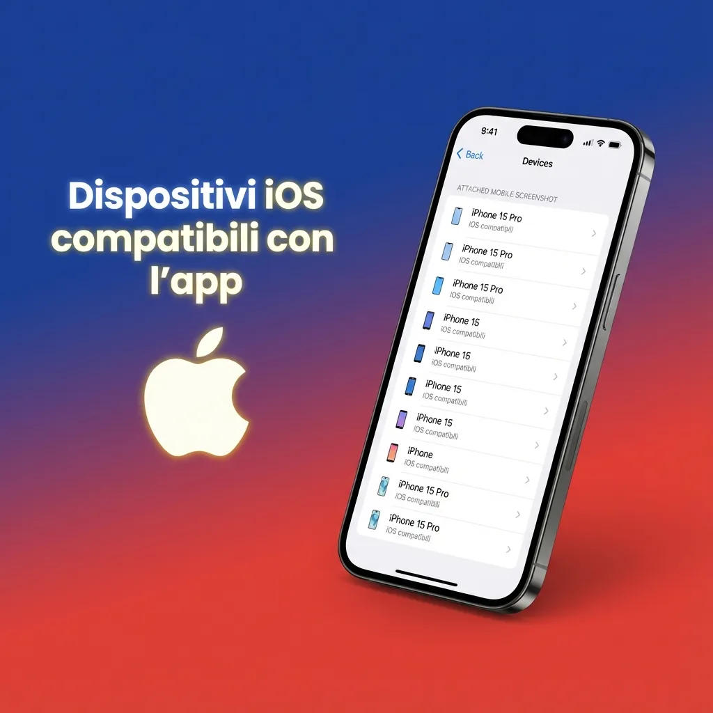 Grafica che mostra iPhone X–15 e iPad recenti con l’app di scommesse e casinò compatibile su iOS 13+